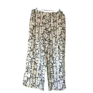 Ann Tylor Factory Abstract Contemporary Print Lyocell Soft Wide Leg Trousers Sz8
